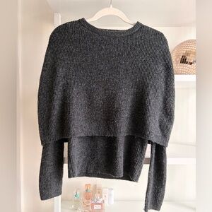 Zara Dark Gray Cape Shawl Sweater